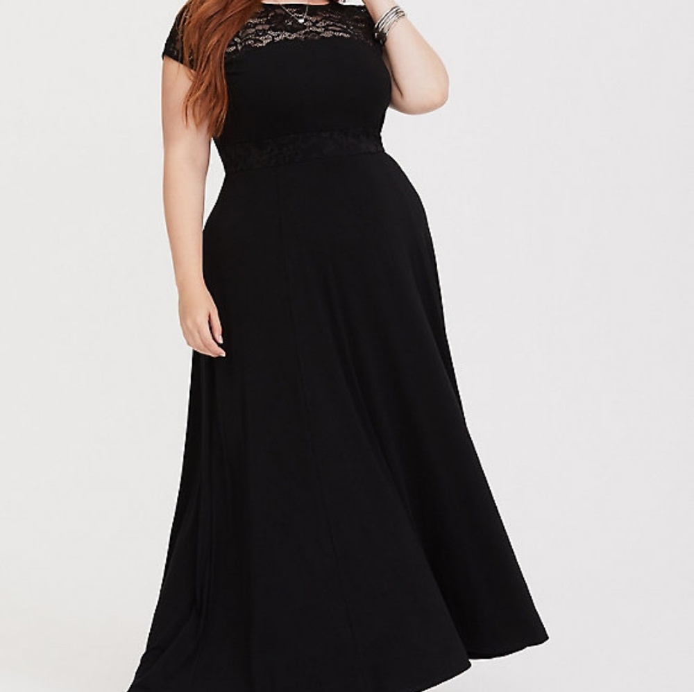 Torrid black illusion lace maxi dress